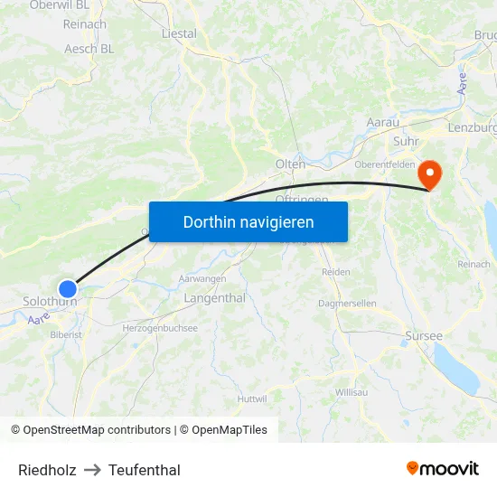 Riedholz to Teufenthal map