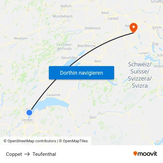 Coppet to Teufenthal map