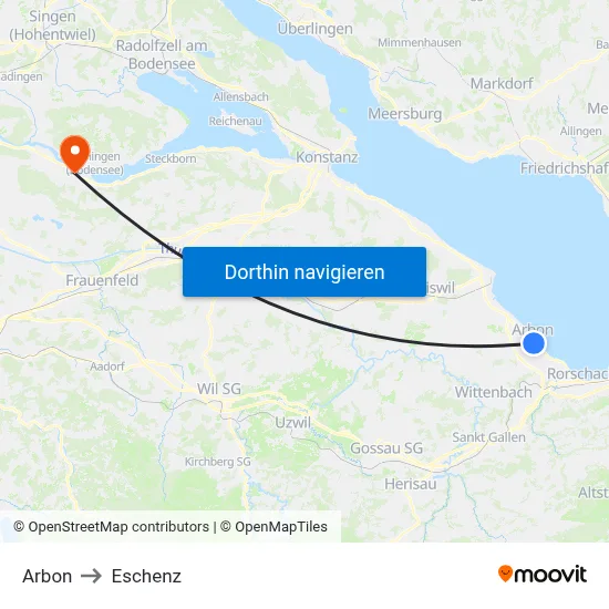 Arbon to Eschenz map