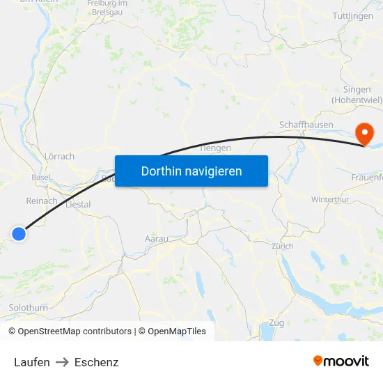Laufen to Eschenz map