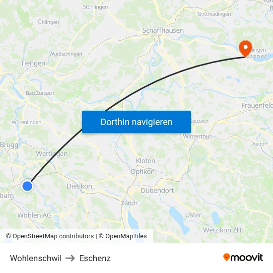 Wohlenschwil to Eschenz map