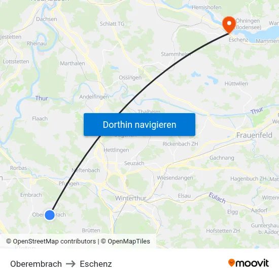 Oberembrach to Eschenz map