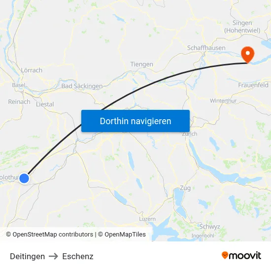 Deitingen to Eschenz map