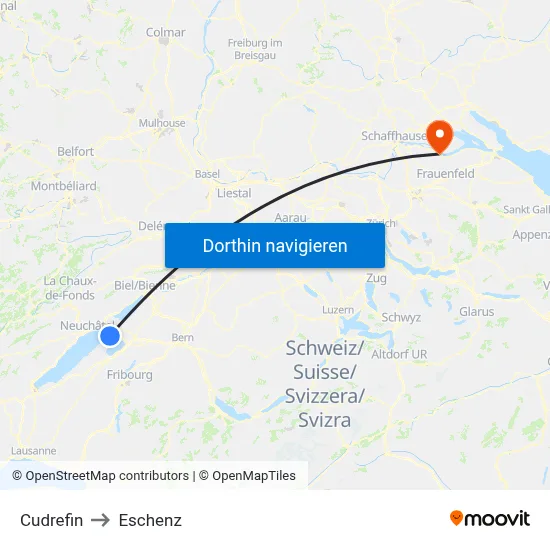 Cudrefin to Eschenz map