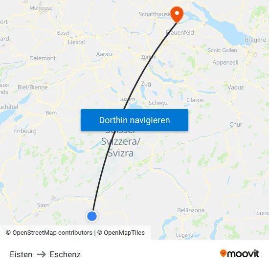 Eisten to Eschenz map