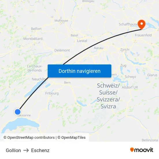 Gollion to Eschenz map