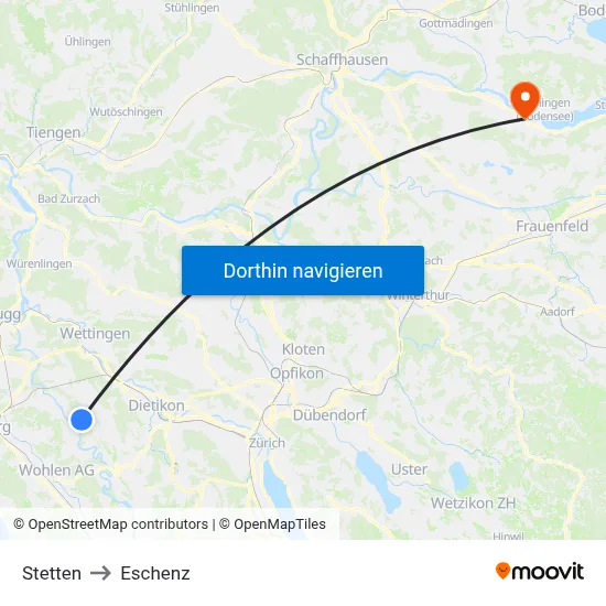 Stetten to Eschenz map