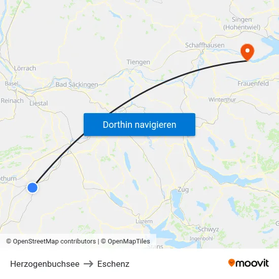 Herzogenbuchsee to Eschenz map