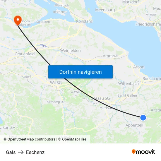 Gais to Eschenz map
