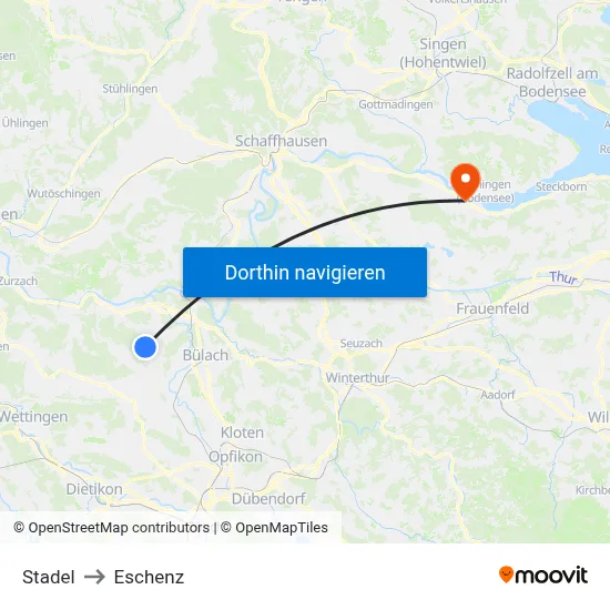 Stadel to Eschenz map