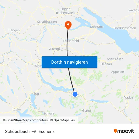 Schübelbach to Eschenz map