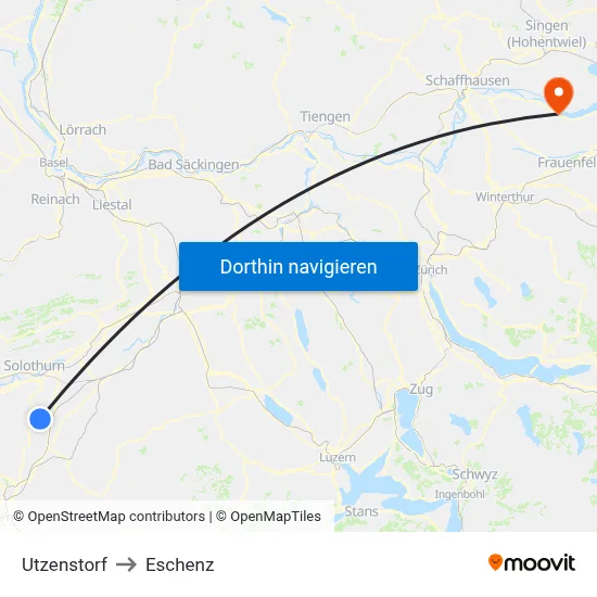 Utzenstorf to Eschenz map