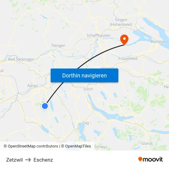 Zetzwil to Eschenz map