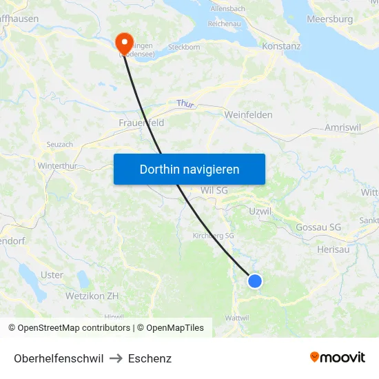 Oberhelfenschwil to Eschenz map