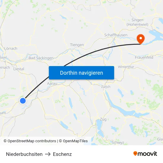 Niederbuchsiten to Eschenz map