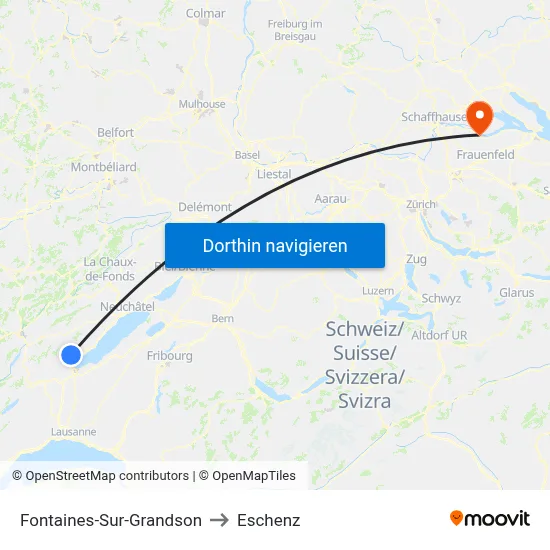 Fontaines-Sur-Grandson to Eschenz map