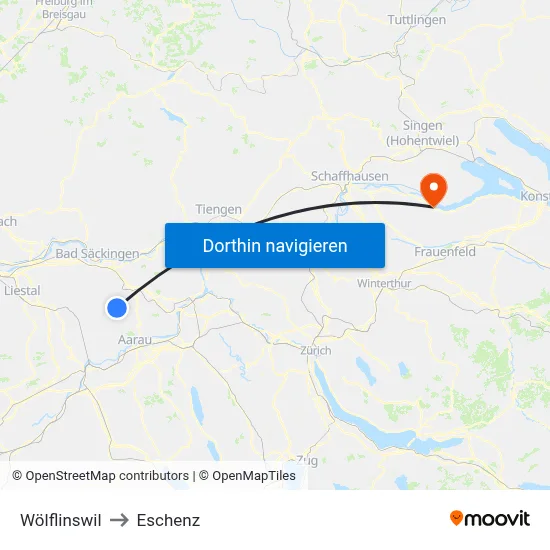 Wölflinswil to Eschenz map