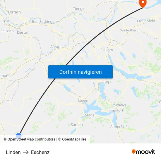 Linden to Eschenz map