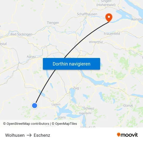 Wolhusen to Eschenz map