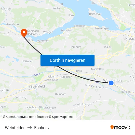 Weinfelden to Eschenz map