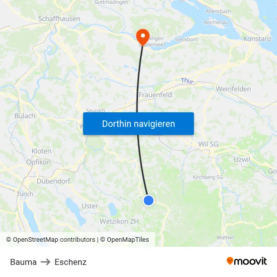 Bauma to Eschenz map