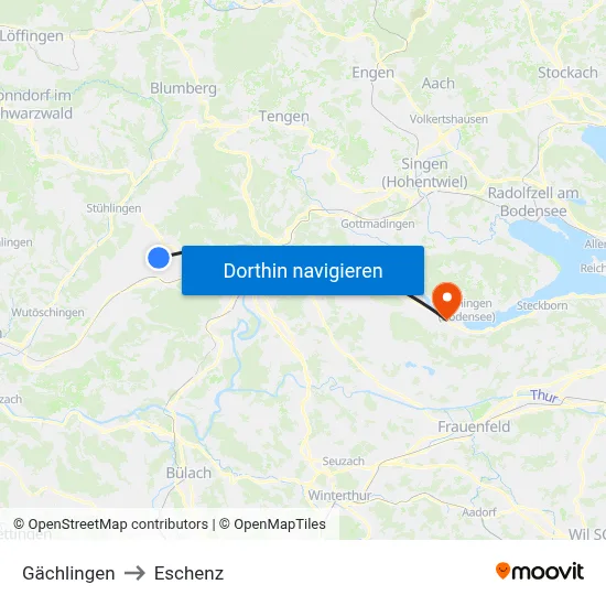 Gächlingen to Eschenz map
