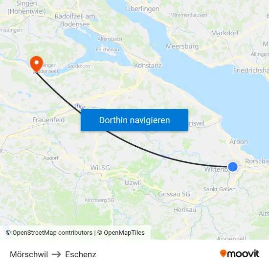 Mörschwil to Eschenz map