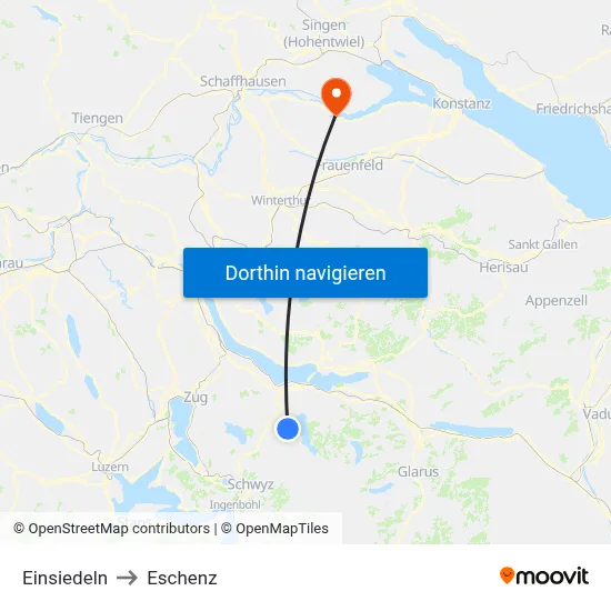 Einsiedeln to Eschenz map