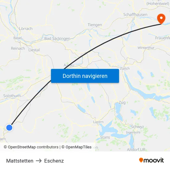 Mattstetten to Eschenz map