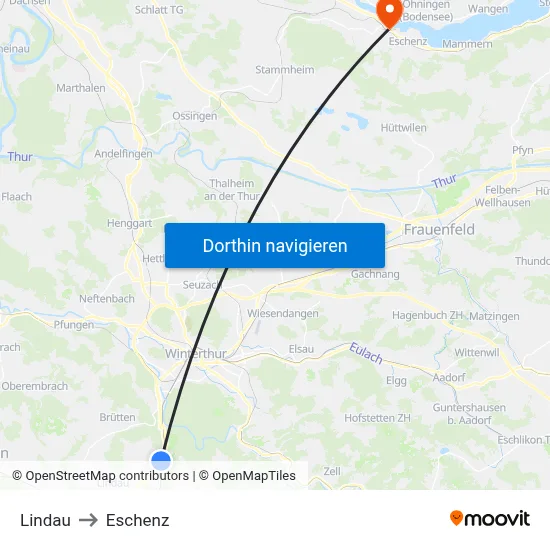 Lindau to Eschenz map