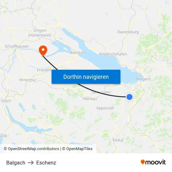 Balgach to Eschenz map
