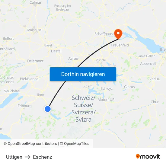 Uttigen to Eschenz map