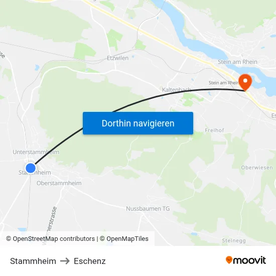 Stammheim to Eschenz map
