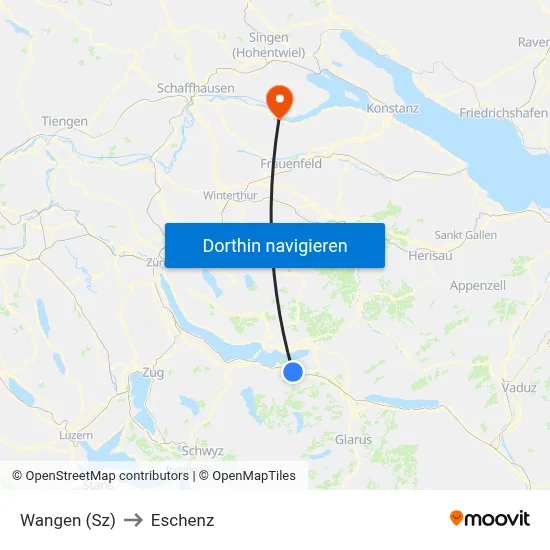 Wangen (Sz) to Eschenz map
