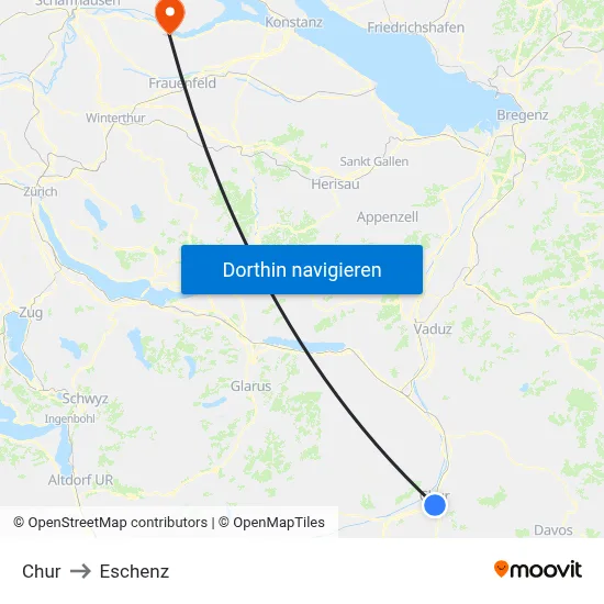Chur to Eschenz map