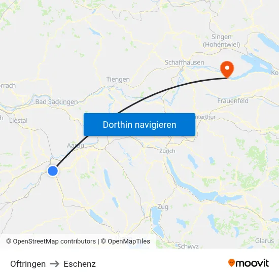 Oftringen to Eschenz map