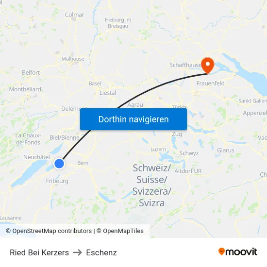 Ried Bei Kerzers to Eschenz map