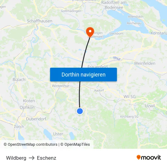 Wildberg to Eschenz map