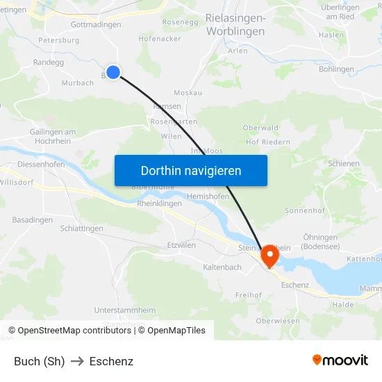 Buch (Sh) to Eschenz map