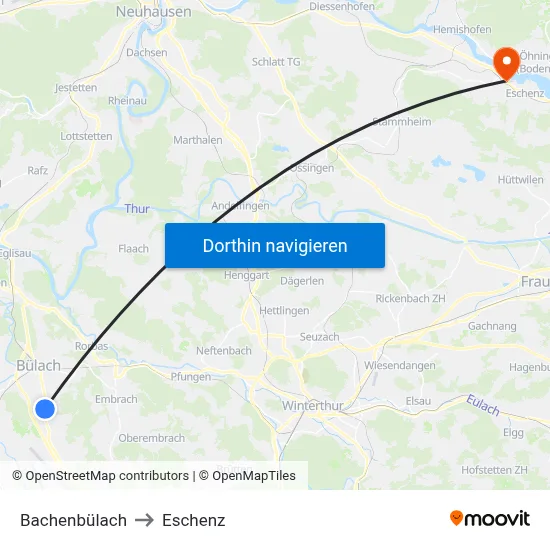 Bachenbülach to Eschenz map
