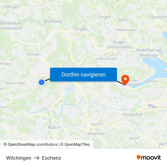 Wilchingen to Eschenz map
