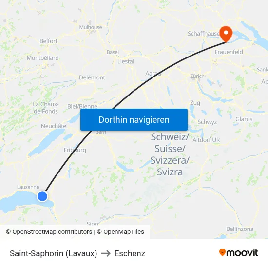 Saint-Saphorin (Lavaux) to Eschenz map