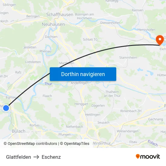 Glattfelden to Eschenz map