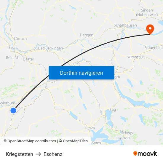 Kriegstetten to Eschenz map