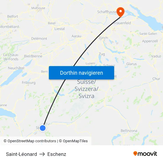 Saint-Léonard to Eschenz map
