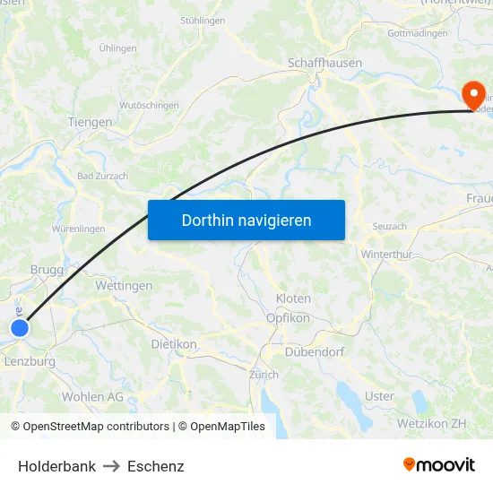 Holderbank to Eschenz map