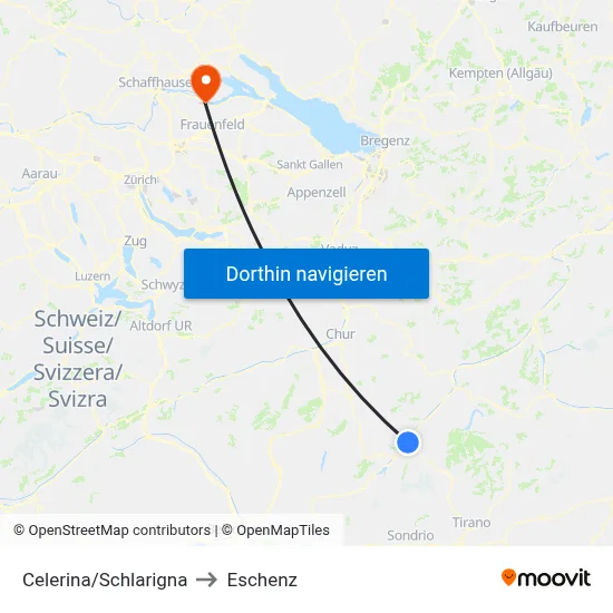 Celerina/Schlarigna to Eschenz map
