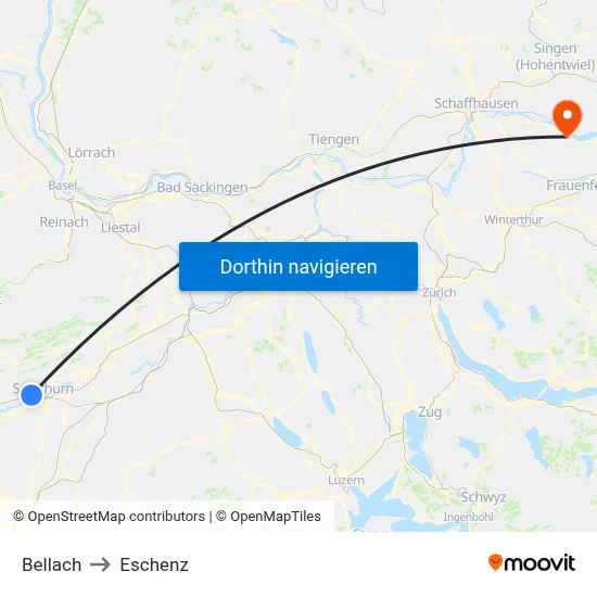 Bellach to Eschenz map