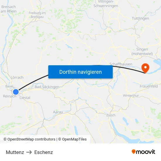 Muttenz to Eschenz map