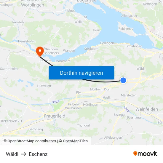 Wäldi to Eschenz map